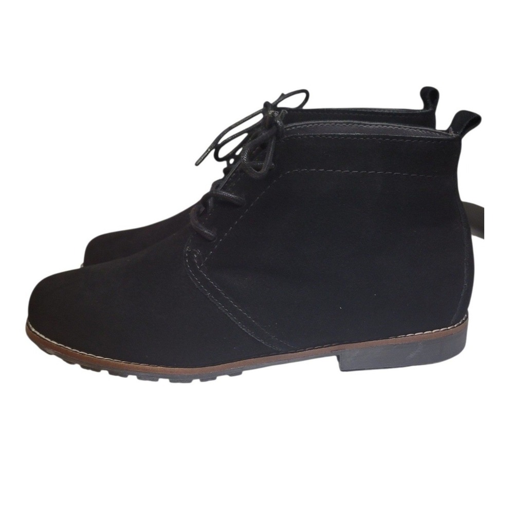White Mountain Auburn Black Suede Leather Lace Up Ankle Boots Womens 8W